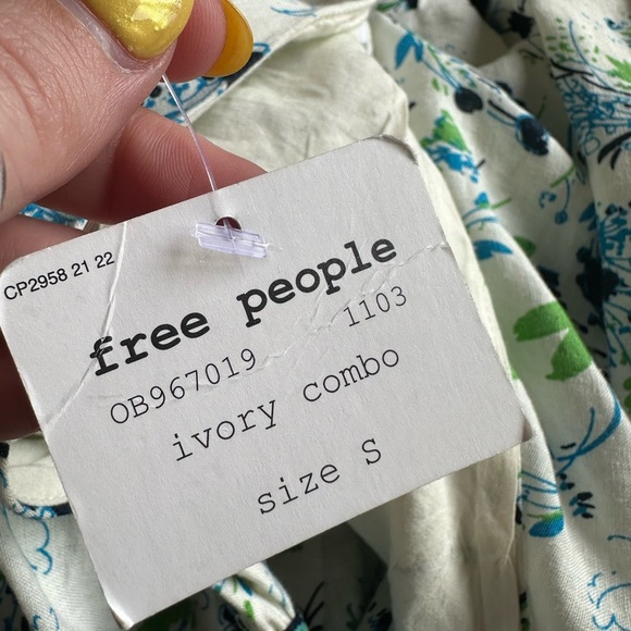 NWT free people all mine one shoulder floral mini dress linen OB967019 sz small - Picture 4 of 12